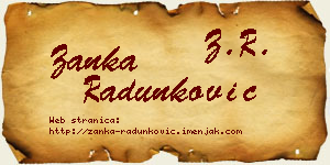 Žanka Radunković vizit kartica